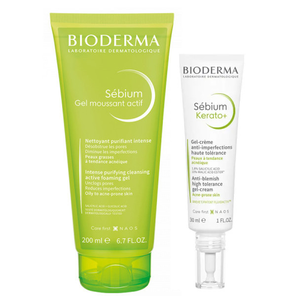 Bioderma Sébium Kerato 30 ml + Bioderma Sébium Gel Moussant Actif 200 ml