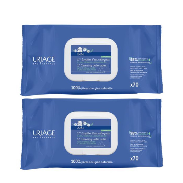 Uriage Bebé Duo 1ère Toalhetes Limpeza 2 x 70 Unidade(s)