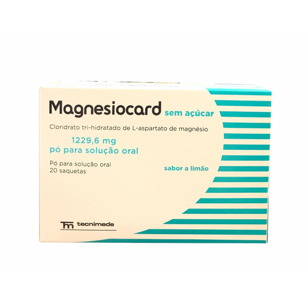 Magnesiocard, 1229,6 mg x 20 pó sol oral saquetas
